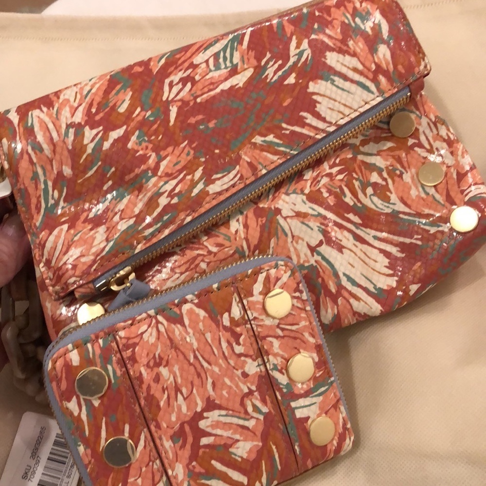 HAMMITT DILLON SMALL CLUTCH/SHOULDER/CB Garden Party Pink + 5 NORTH WALLET NWT